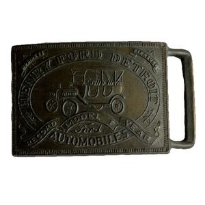 HENRY‎ FORD Detroit MODEL T Auto AUTOMOBILES Vintage belt buckle Made In USA